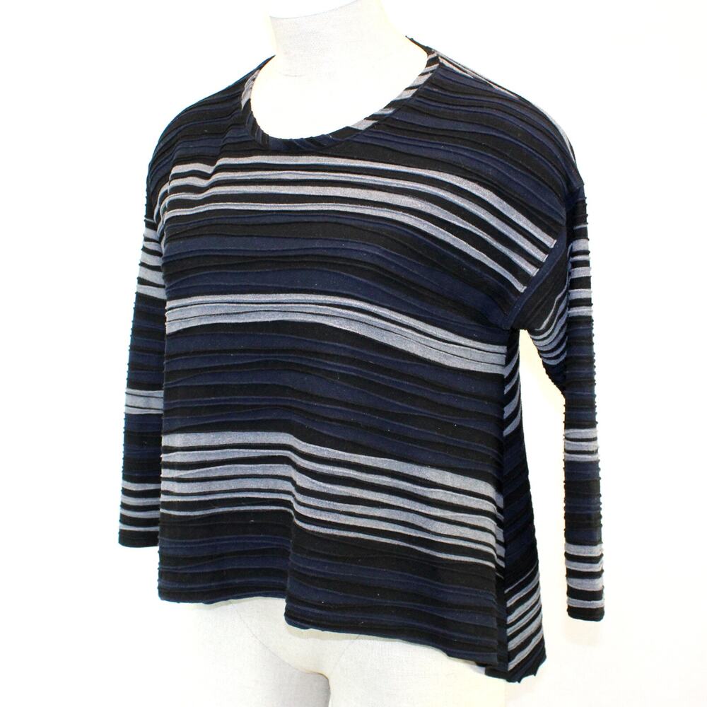 Blanque USA Plus Lagenlook Designer Blouse Top Striped 0X Fits 1X XL